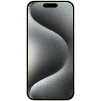 White titanium Apple iPhone 15 Pro, 256GB, dual SIM, pre-owned Grade B, featuring a sleek design and 5G capability.
