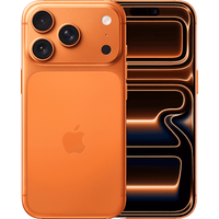 Apple iPhone 17 Pro in Cosmic Orange with triple camera setup and sleek design, 1TB storage, dual SIM capability.