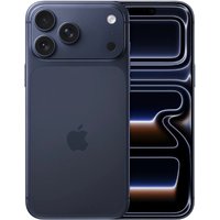 Blue Apple iPhone 17 Pro Max with triple rear cameras and edge-to-edge display, featuring a sleek, modern design.