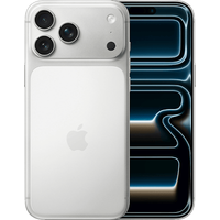 Silver Apple iPhone 17 Pro Max with triple rear cameras and sleek design, dual SIM, 2TB storage.