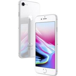 Silver Apple iPhone 8 with a 256GB capacity, featuring a sleek glass back, a vibrant display, and a circular home button, in good condition.