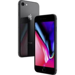 Apple iPhone 8 in Space Grey, featuring a sleek glass and aluminum design, 256GB storage capacity, and a vibrant display with a home button.