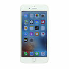 Silver Apple iPhone 8 Plus with a 256GB capacity, featuring a sleek glass front, rounded edges, and a vibrant display showcasing various app icons.