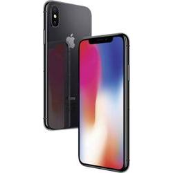 Apple iPhone X in Space Grey, featuring a sleek glass back, edge-to-edge display, and dual rear cameras, with a capacity of 64GB in premium condition.