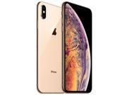 Gold Apple iPhone XS Max with a 64GB capacity, featuring a sleek glass back, dual-camera system, and edge-to-edge display showcasing vibrant colors.