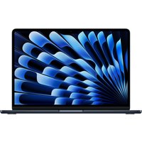 Navy Apple MacBook Air with 13.6" display, sleek design, and vibrant blue abstract screen pattern.