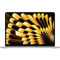 Apple MacBook Air M5 laptop, 13.6" display, sleek silver design, vibrant screen with abstract yellow and black pattern.