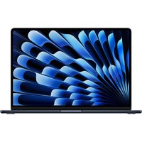 Navy Apple MacBook Air M5 with 15.3" display, sleek design, and vibrant screen pattern.