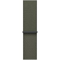 Green Apple nylon watch band, woven texture, recycled polyester, spandex, sleek design.