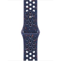 Blue Apple fluoroelastomer watch band with perforated design and speckled pattern.