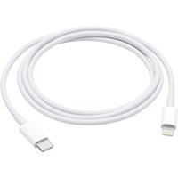 White Apple lightning cable 1m with USB-C and lightning connectors, coiled neatly.