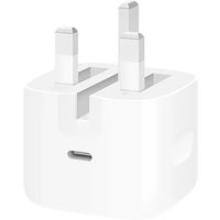 White Apple 60W USB-C power adapter with UK three-pin plug design.