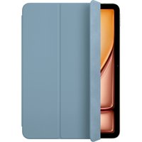 Denim blue Apple Smart Folio for iPad Air 11-inch, tri-fold cover partially open, revealing screen.