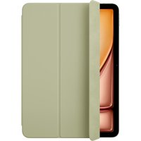 Sage green Apple Smart Folio for iPad Air 11-inch, tri-fold cover partially open, revealing screen.