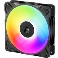 Black ARCTIC Freezer P12 Pro 120 mm fan with vibrant A-RGB lighting and cable splitter.