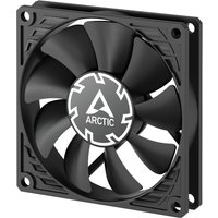 Black ARCTIC P8 Slim PWM PST 80mm fan with seven blades and square frame, featuring Arctic logo at the center.