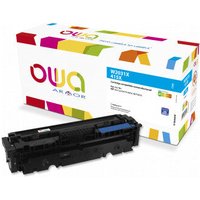 Armor K18974OW cyan toner cartridge with black casing, colorful OWA branded box in background.