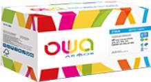Toner cartridge box featuring a vibrant design with multicolored geometric shapes, labeled "Armor K40100OW" and "Compatible Magenta," indicating one piece included.
