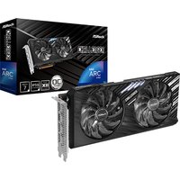 ASRock A750 CL SE graphics card, dual-fan design, black casing, 8GB GDDR6, with retail box in background.