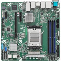 ASRock B650D4U-2L2T/BCM motherboard, green PCB, AM5 socket, dual LAN ports, four RAM slots, multiple connectors.