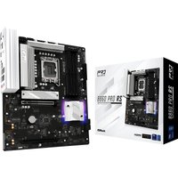 ASRock B860 Pro RS motherboard, black ATX with silver heatsinks, LGA 1851 socket, next to branded box.