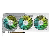 White ASRock Steel Legend Radeon RX 9070 OC graphics card with three RGB fans and sleek silver accents.