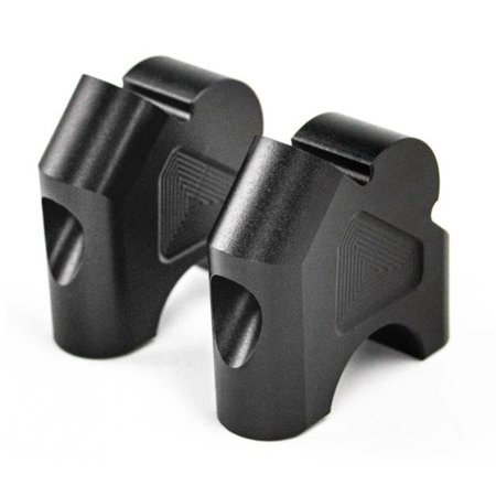 Black aluminum computer case part with a sleek, angular design featuring cutouts for ventilation, ideal for enhancing airflow and cooling in PC builds.