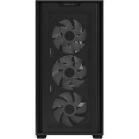 Black ASUS A21 PLUS computer case with mesh front panel and three visible cooling fans.