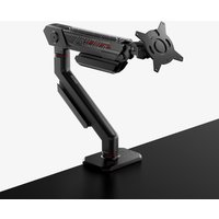 Black ASUS ROG Ergo Arm desk mount with adjustable joints and sleek design for 34" monitors.