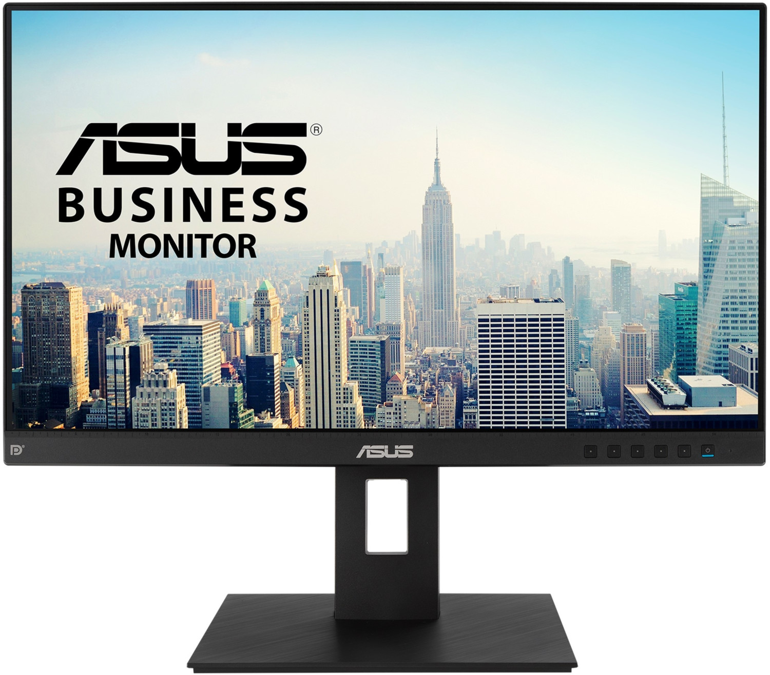 ASUS BE24EQSB 23.8" computer monitor with a sleek black design, featuring a high-resolution 1920 x 1080 display and a sturdy stand, ideal for business use.