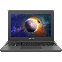 Gray ASUS BR1100C-C81XA laptop with 11.6" screen displaying a space-themed background, black keyboard.