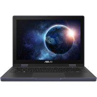 ASUS 2-in-1 hybrid laptop, 12.2-inch screen, dark frame, displaying a cosmic scene with a planet and starburst.