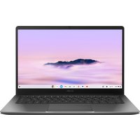 ASUS Chromebook CX1405CTA, 14" laptop, Intel Core i3, slim black bezel, silver body, chiclet keyboard, screen on.