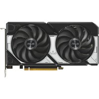 ASUS Dual RTX 5060 graphics card, black with dual fans, silver accents, and PCIe connector.