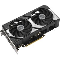 ASUS Dual RTX 5060 Ti graphics card, black with dual fans, silver accents, and 8 GB GDDR7 memory.