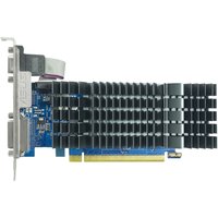 ASUS GT710 graphics card with black heatsink, blue circuit board, and PCIe connector, featuring VGA, HDMI, and DVI ports.