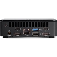 Black ASUS NUC 12 Pro Slim Kit with multiple ports, including HDMI, USB, and Ethernet, compact rectangular design.