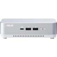 Silver ASUS NUC 14 Pro+ mini PC with two USB ports, power button, and ventilation slots on the front panel.