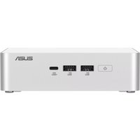 Silver ASUS NUC 15 Pro+ mini PC with USB ports, power button, and compact design.