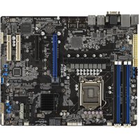 ASUS P12R-E ATX motherboard with Intel C256 chipset, LGA 1200 socket, multiple RAM slots, and PCIe slots.