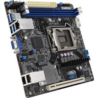 ASUS P12R-I/ASMB10 motherboard with Intel C252 chipset, LGA 1200 socket, blue RAM slots, and multiple ports.