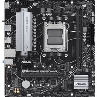 ASUS PRIME B650M-R micro ATX motherboard, black with silver heatsinks, AM5 socket, and multiple expansion slots.