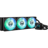 Black ASUS Prime LC 360 ARGB liquid cooler with three 12 cm RGB fans and sleek pump block.