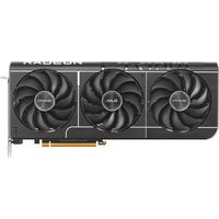 Black ASUS Prime RX9070 graphics card with three cooling fans and silver accents.