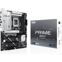 ASUS PRIME Z890-P motherboard, black and silver design, LGA 1851 socket, ATX form, next to branded box.