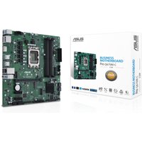 ASUS PRO Q670M-C-CSM micro ATX motherboard, green circuit board with multiple slots, next to branded white box.