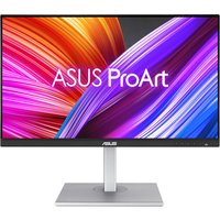 ASUS ProArt PA278CGV monitor, 27" Quad HD, black frame, silver stand, vibrant display with colorful abstract design