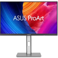 ASUS ProArt PA278QGV monitor, 27" Quad HD, black frame, silver stand, vibrant display with colorful abstract background.