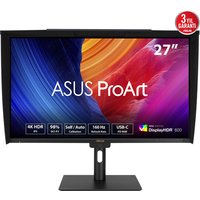 ASUS ProArt PA27UCGE monitor, 27" 4K UHD, black frame, adjustable stand, vibrant display with color calibration.