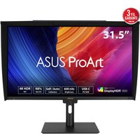 ASUS ProArt PA32UCE 31.5" 4K Ultra HD LED monitor, black frame, vibrant display with colorful graphics and USB-C port.